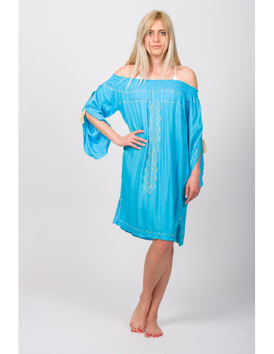 BOUSE DRESS - PONCHO VISCOSE WITH EMBROIDERY