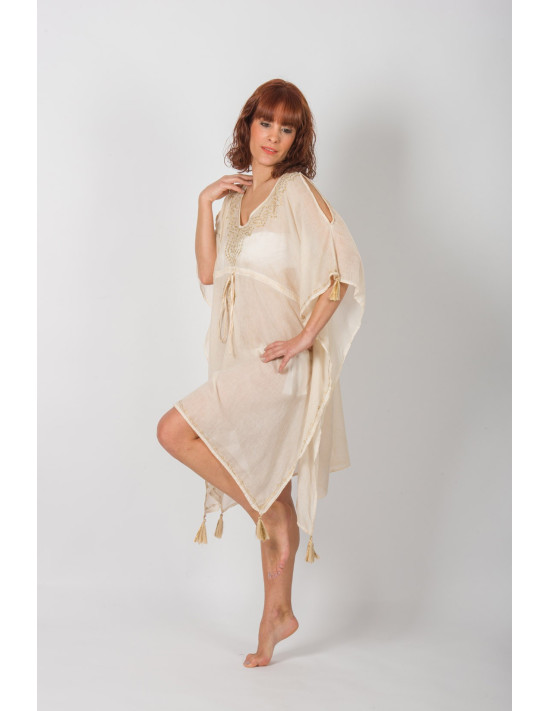 PONCHO COTTON STONE WASHED OFF SHOULDER