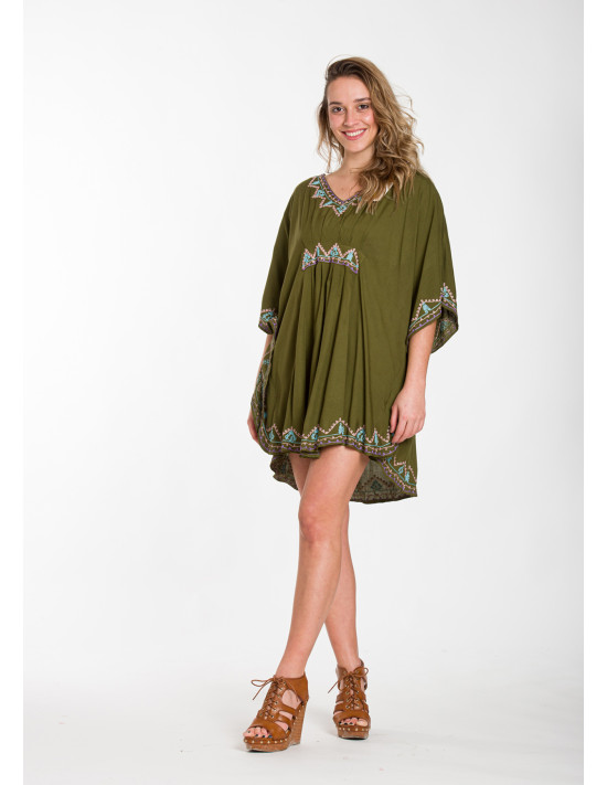 PONCHO VISCOSE WITH EMBROIDERY
