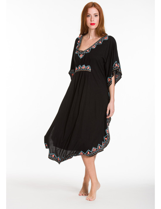 KAFTAN OVAL VISCOSE WITH EMBROIDERY AND ADJUSTER