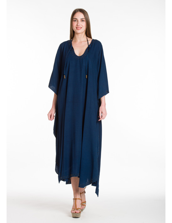 KAFTAN OVAL VISCOSE WITH EMBROIDERY AND BELT