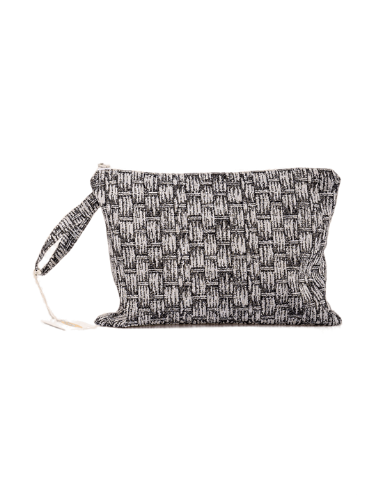  Canvas Clutch with 2 zipper pocket 