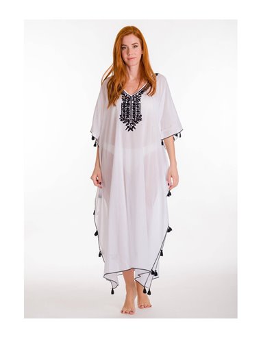 KAFTAN OVAL VISCOSE WITH EMBROIDERY AND ADJUSTER